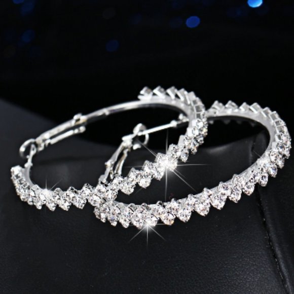 Austrian Crystal Hoop Earrings - Picture 6 of 7